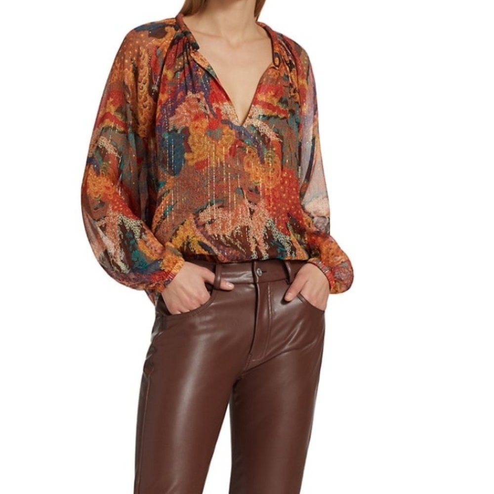 A.L.C Dana Metallic Striped Top